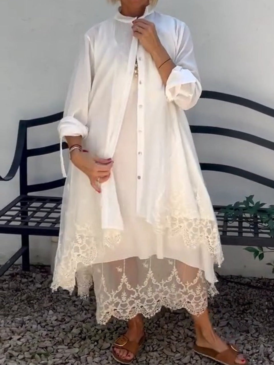 Pamela™ | Women's Lace Frock Set (Frock and Cardigan）