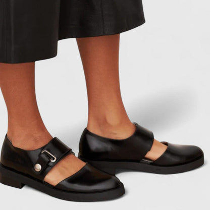 Faux-Leather Buckle Shoes with a Slim Elegant Fit