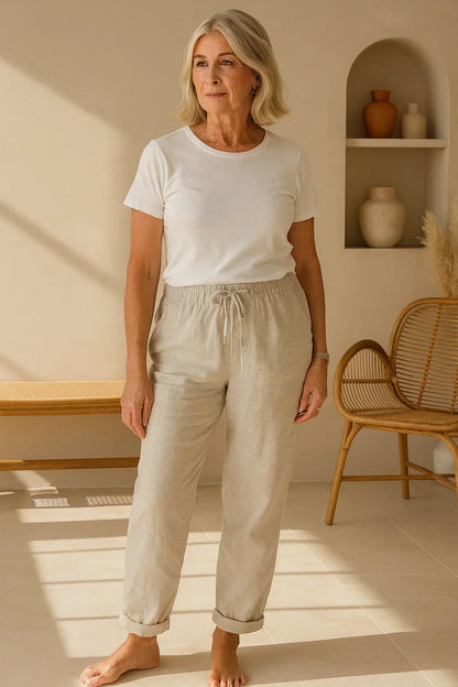 Elisse - Cotton Linen Casual Trousers