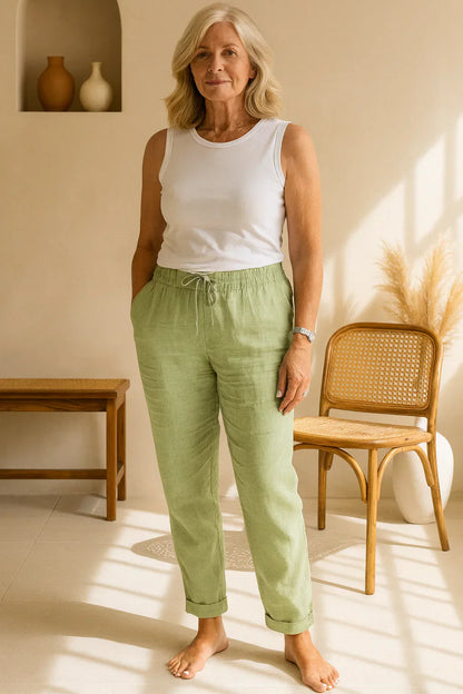 Elisse - Cotton Linen Casual Trousers