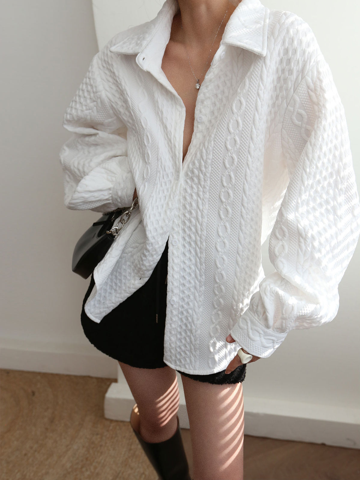 Lavine™ | Cable Knit Oversized Shirt
