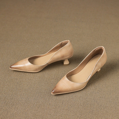 Calenne Leather Kitten Heels