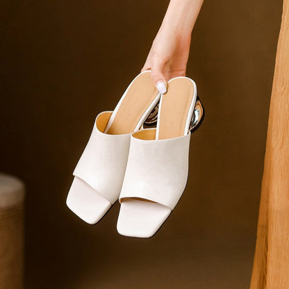Virelle Curve Leather Mule Heels