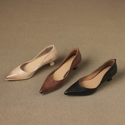 Calenne Leather Kitten Heels