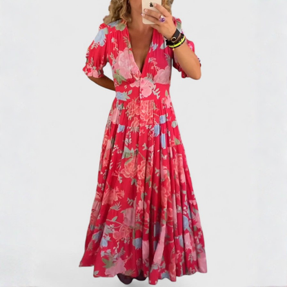 Minelda – Floral V-Neck Dress
