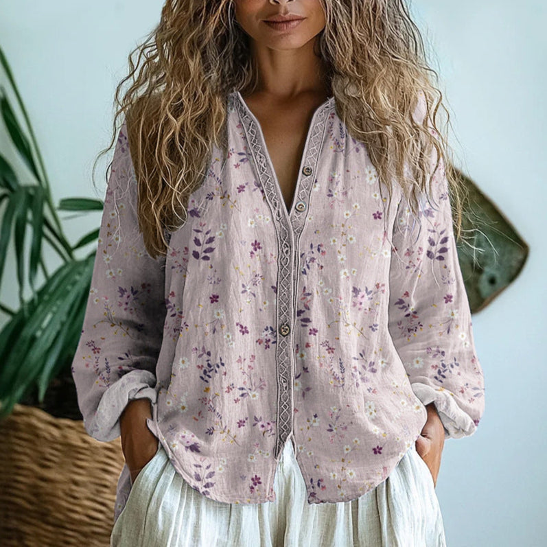Ambre™ | Vintage Leaf Print Blouse
