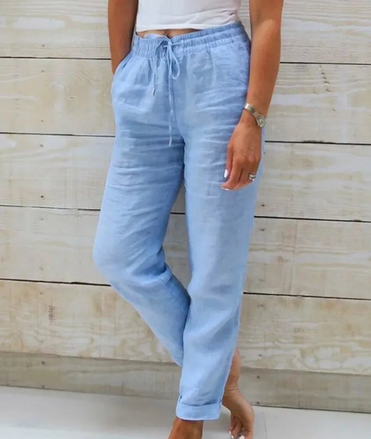 Elisse - Cotton Linen Casual Trousers