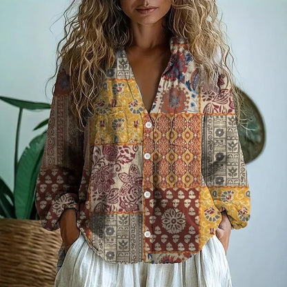 Ambre™ | Vintage Leaf Print Blouse
