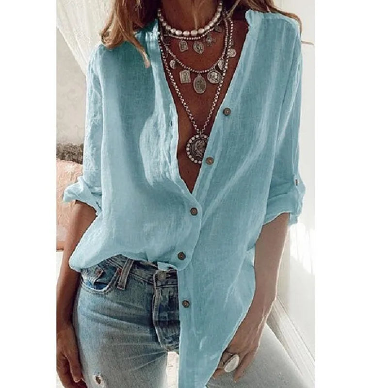 Lara™ Cotton V-Neck Shirt