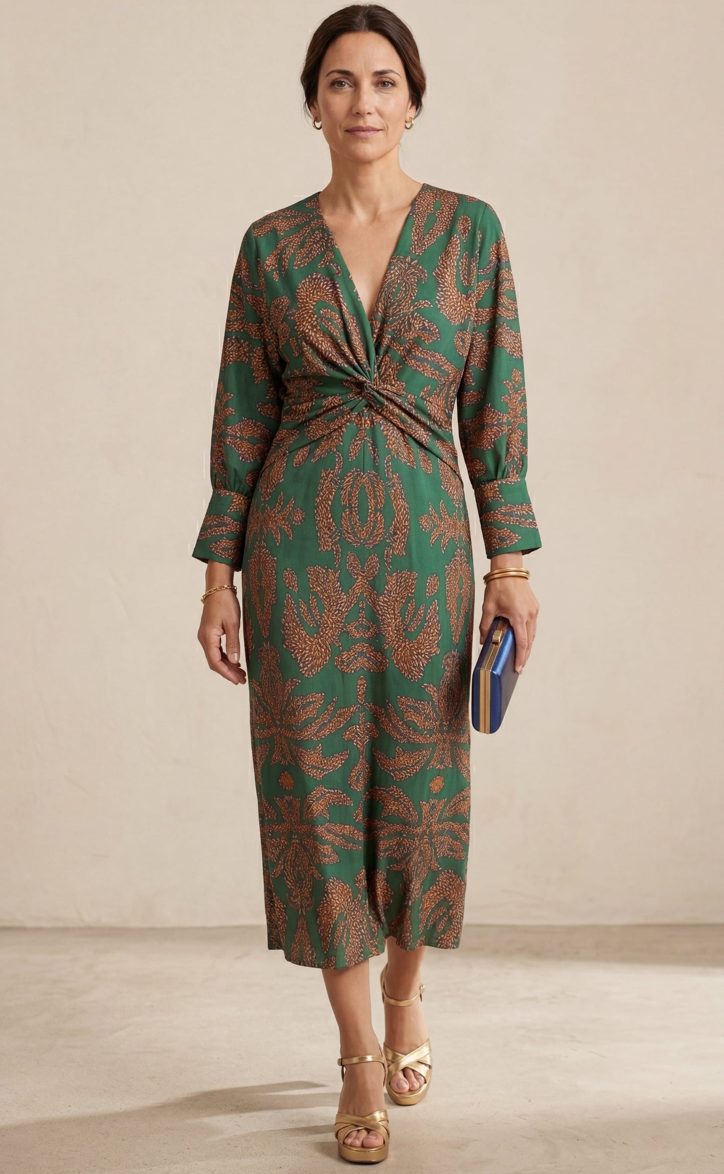 Isadora™ – Elegant Midi Dress with Timeless Charm Print