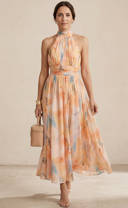 ESTHER | Watercolor Style Halter Dress