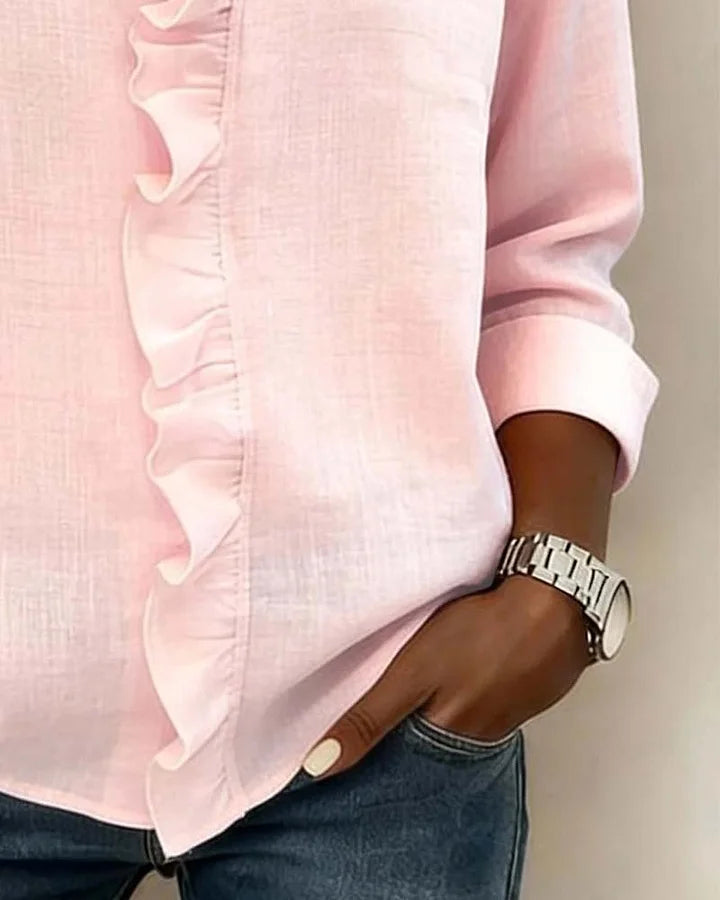 Chiara™ | Blouse with V-neck and delicate ruffles