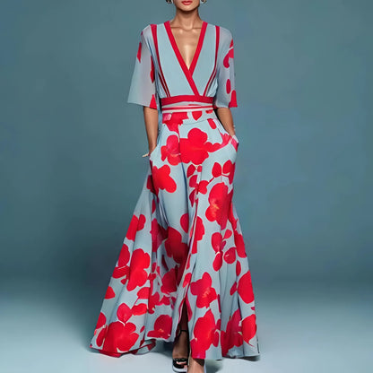 Valentina | Elegant Long Dress with Deep V-Neck